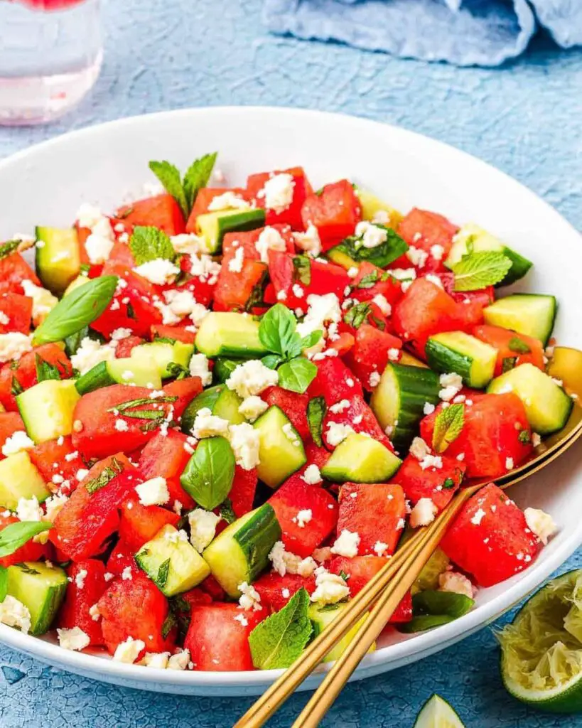 Fresh Watermelon Salad Greek Style